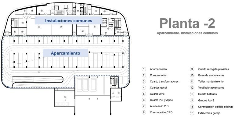 Edificios de Servicios Esenciales del Gobierno de Canarias. ESE_planta 2_APARCAMIENTO